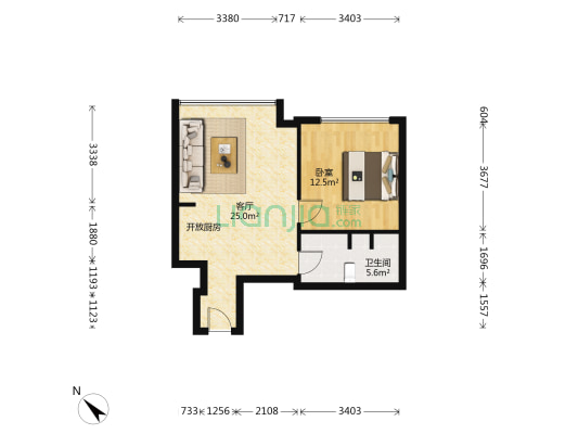 融创星河和平印 1室1厅1卫 75平方