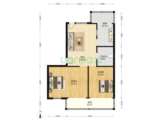 顺城南路6号 2室1厅1卫 240平方
