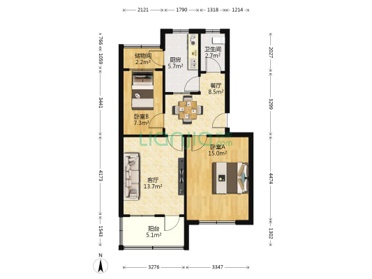 卫生街251号院内 2室2厅1卫 74平方
