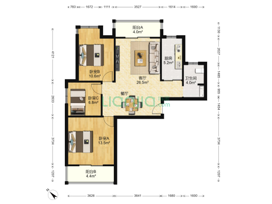天润坐标城 3室1厅1卫 104平方