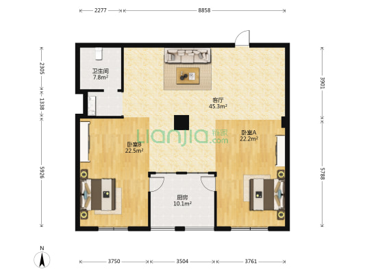 青云汇 2室1厅1卫 153平方