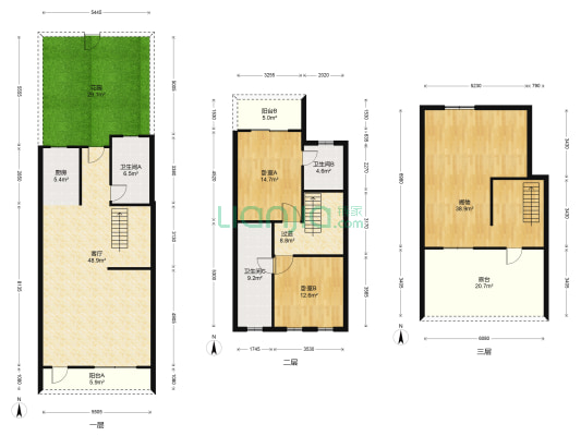 南京碧桂园玫瑰苑 2室1厅3卫 255平方