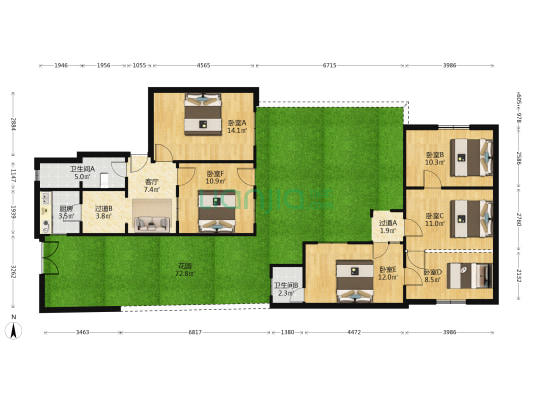 五一路5号院 6室1厅2卫 52平方