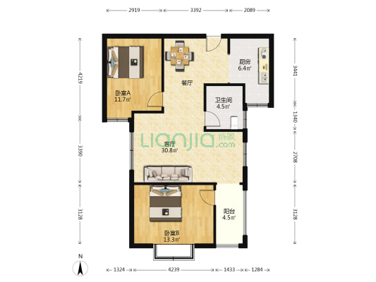 亚太绿博花园 2室1厅1卫 96平方