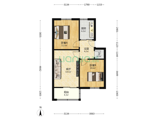 棉司小区 2室1厅1卫 62平方