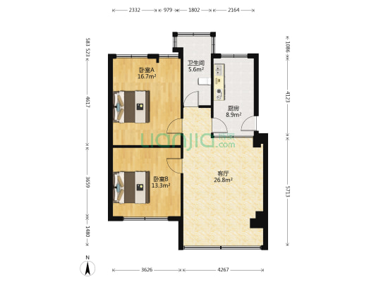 东环路1号大院 2室1厅1卫 78平方