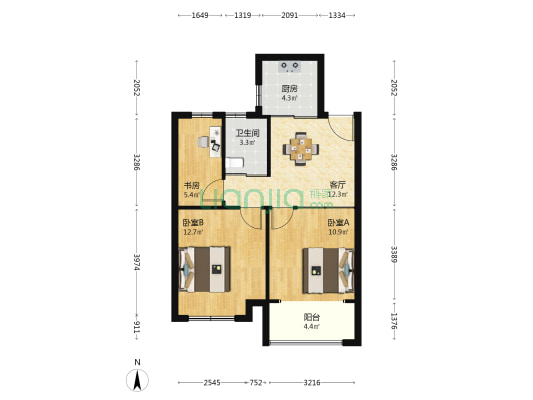 金大洋鹿鸣学苑 3室1厅1卫 78平方