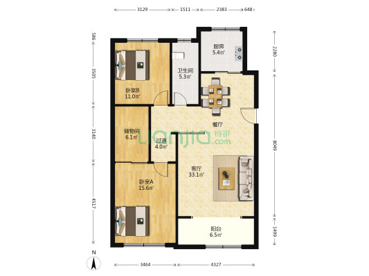 东庄南区 2室1厅1卫 125平方