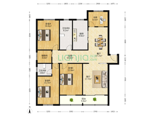 宏济苑 4室2厅2卫 158平方