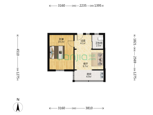宿州路163号 1室1厅1卫 43平方