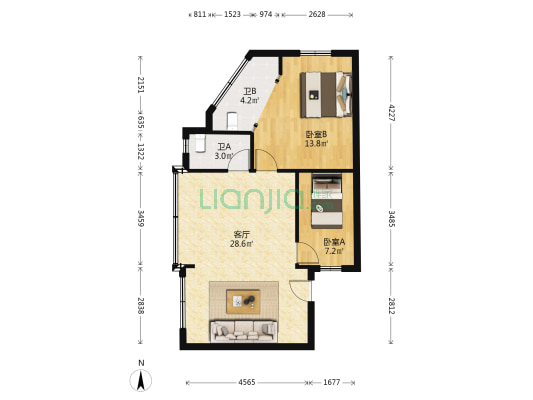 恒利楼 2室1厅2卫 77平方