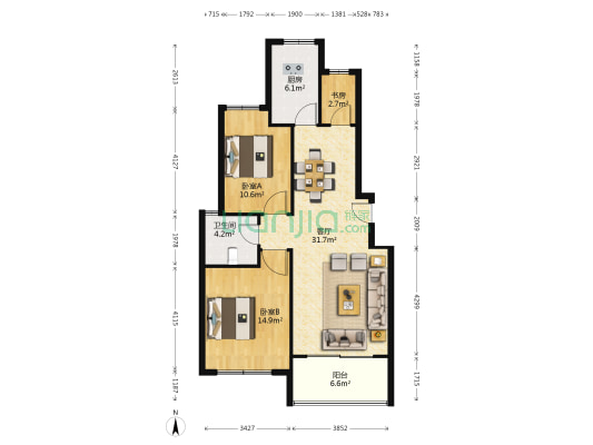 国际公馆 3室1厅1卫 97平方