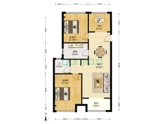 东城阳光苑二期 3室1厅1卫 97平方