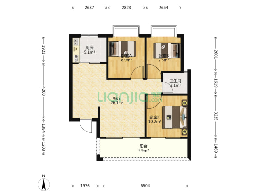 中金海湾壹号 3室1厅1卫 88平方