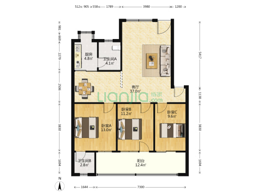 湘雅医学院（湘雅北苑） 3室1厅2卫 100平方