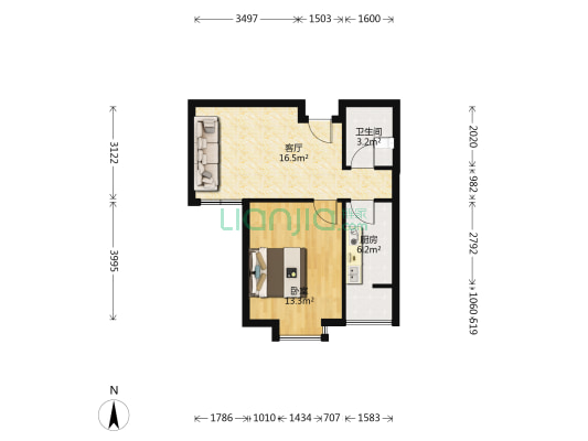 新旭园 1室1厅1卫 57平方
