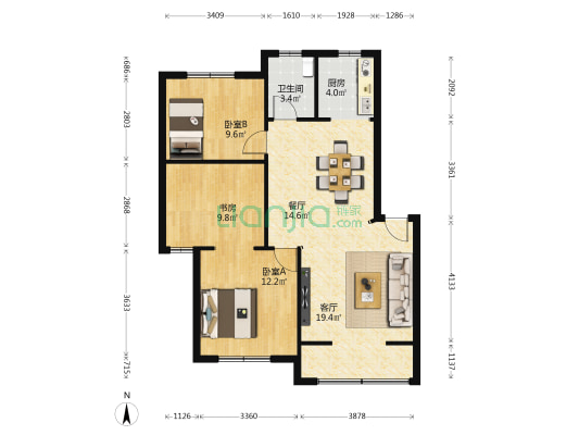 祥和苑A区 3室2厅1卫 93平方