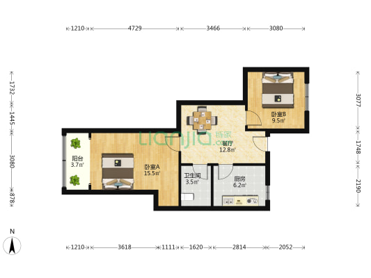 寿光路3号 2室1厅1卫 63平方