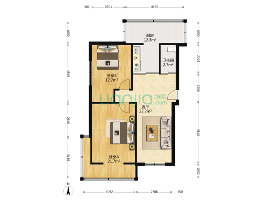 外贸宿舍 2室1厅1卫 85平方