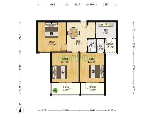 徐东馨苑 3室1厅2卫 91平方