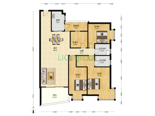 东方巴比伦 4室1厅2卫 162平方