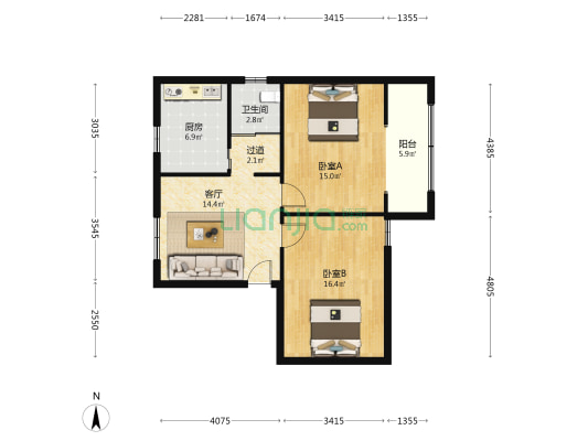 博山公寓 2室1厅1卫 90平方
