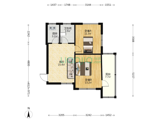 城南新村(平湖市) 2室1厅1卫 63平方