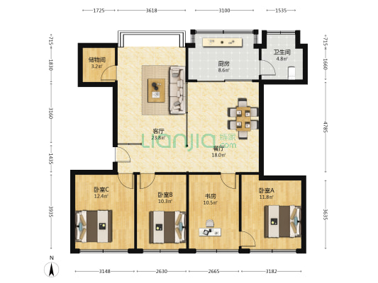 星沙六区 4室2厅1卫 332平方
