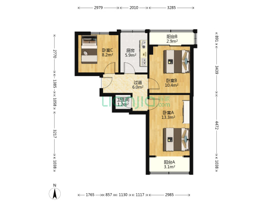 洛阳路40号小区 3室0厅1卫 63平方