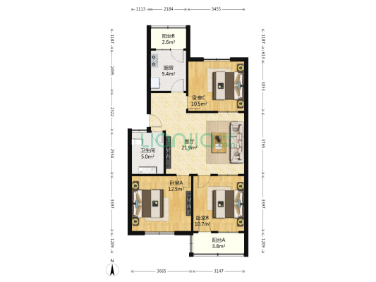 般阳生活区东区 3室1厅1卫 89平方