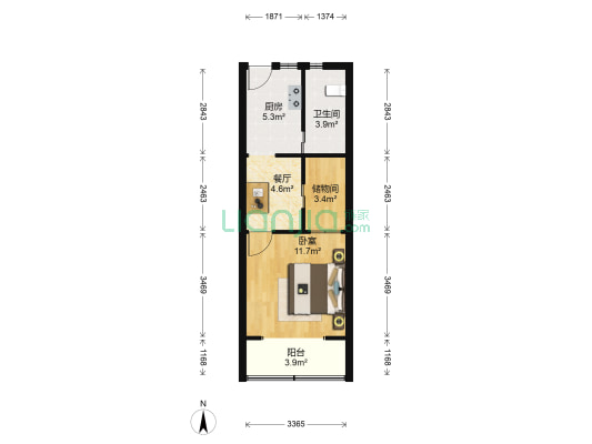 罗秀三村 1室1厅1卫 41平方