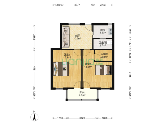 三槐弄 2室1厅1卫 56平方