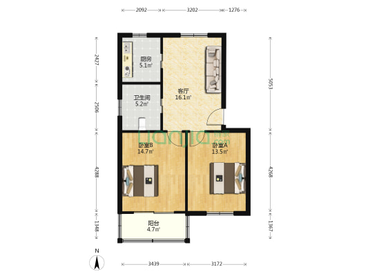 王桥街41弄 2室1厅1卫 74平方