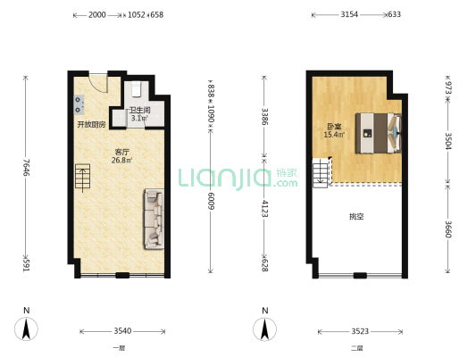 金星商业城二期 1室1厅1卫 44平方
