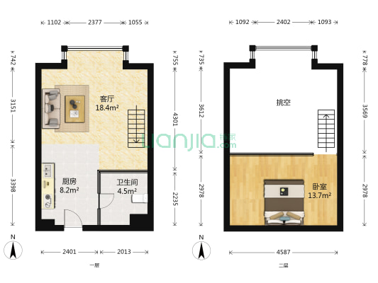 上城国际 1室1厅1卫 50平方