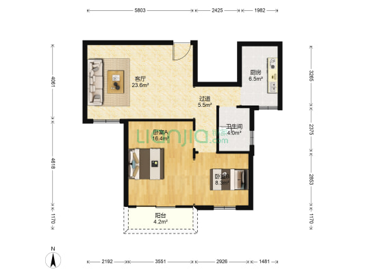 德安苑园小区 2室1厅1卫 80平方