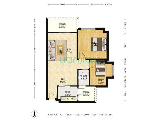 东峻华庭 2室2厅1卫 81平方