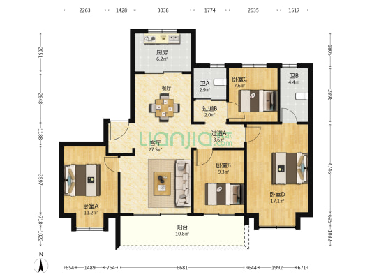 金珺府 4室1厅2卫 138平方