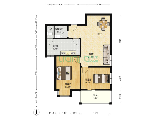 丹江路襄阳铁路和谐佳苑 2室1厅2卫 85平方