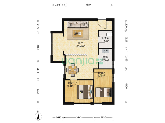 文安里 2室1厅1卫 69平方