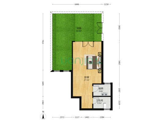 青山峦院 1室0厅1卫 61平方