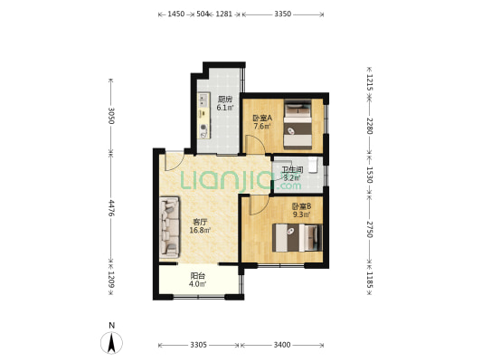 祝福红城六号院 2室1厅1卫 71平方