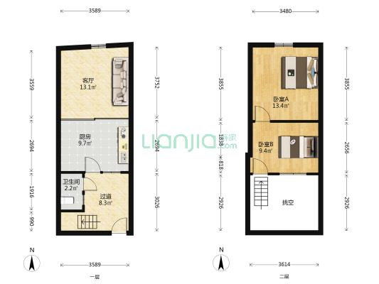 庙弄 2室1厅1卫 46平方