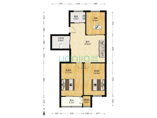 桃源花园 3室1厅1卫 96平方