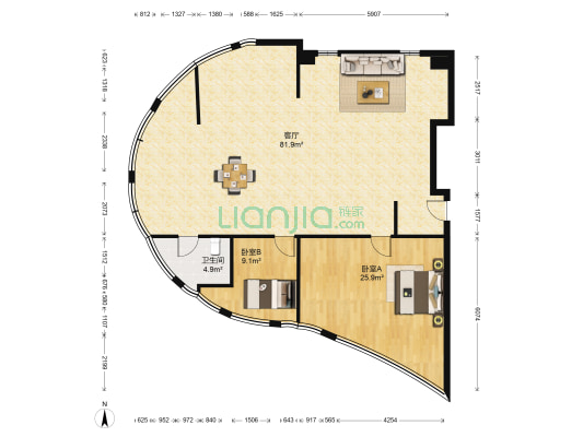 东方银座 2室1厅1卫 165平方