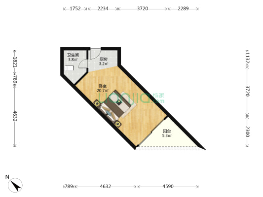 宏昌山海传奇 1室0厅1卫 46平方