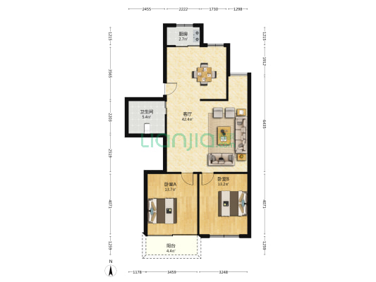黄龙新五区 2室1厅1卫 97平方
