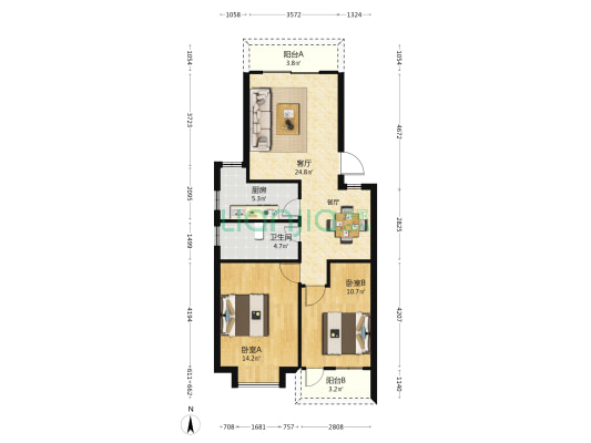 民主小区 2室1厅1卫 97平方