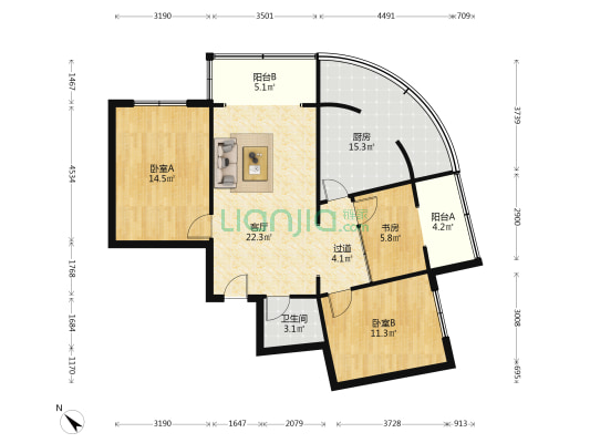 柳凤巷12号 3室1厅1卫 97平方