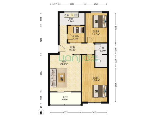 财源花都 3室1厅1卫 101平方
